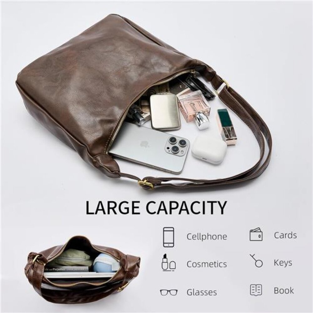 Hobo Bags for Women, Ultra Soft Brown - Picture 4 of 6